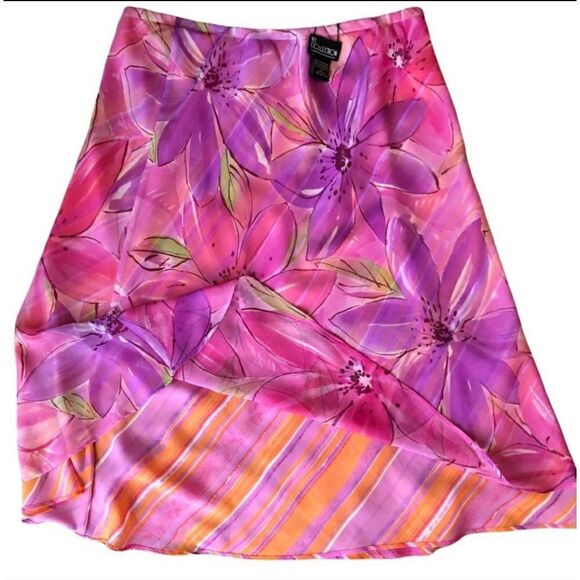 NY Collection Retro Fun Flowing Reversible Skirt Sz XL - Picture 7 of 8